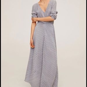 MANGO | BLOGGER & CELEB FAVORITE| SILVER PLEATED LONG DRESS  | QUALITY MADE